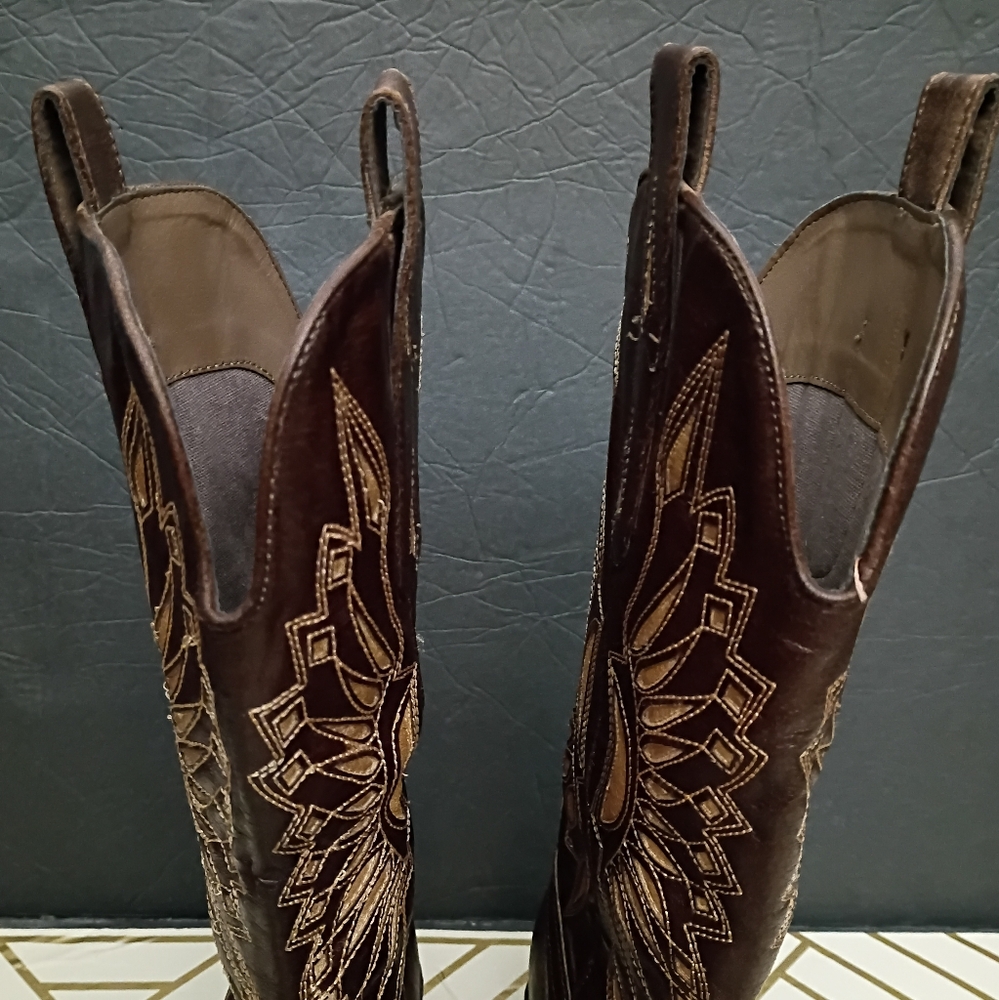 Coconuts by Matisse Dark Brown Embroidered Heeled Boots - Picture 5 of 12
